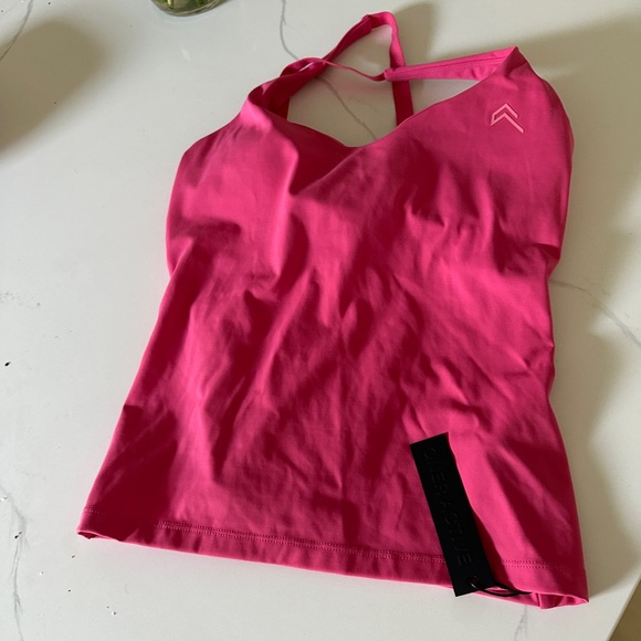 Worn once Oner Active Unified V-Neck Cross Back Vest size small in Velvet Pink - Picture 2 of 4